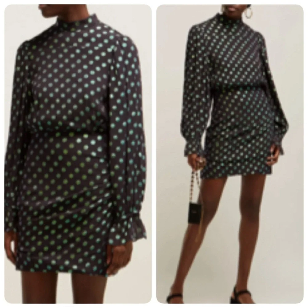 SALONI RINA SILK POLKA DOT MINI DRESS SIZE 8 US - Picture 10 of 16